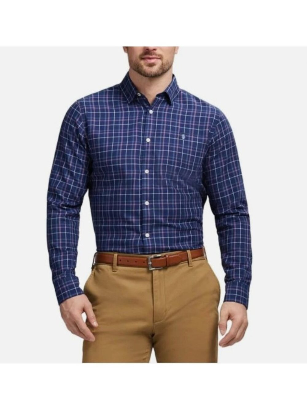 IZOD Men's Modern Fit Luxe Touch Twill Button Down Shirt-Size Medium-NWT